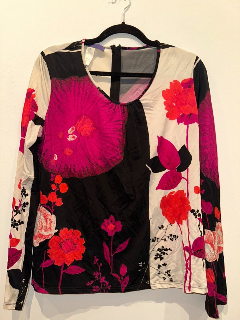 Les Copains Blue Floral Print Long Sleeve Top